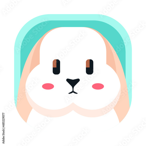 Cute Bunny Head Mascot Icon
