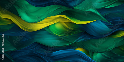Colorful brazilian flag green yellow blue color holi paint powder explosion on isolated white background brazil rio de janeiro carnival qatar ,  generative AI photo