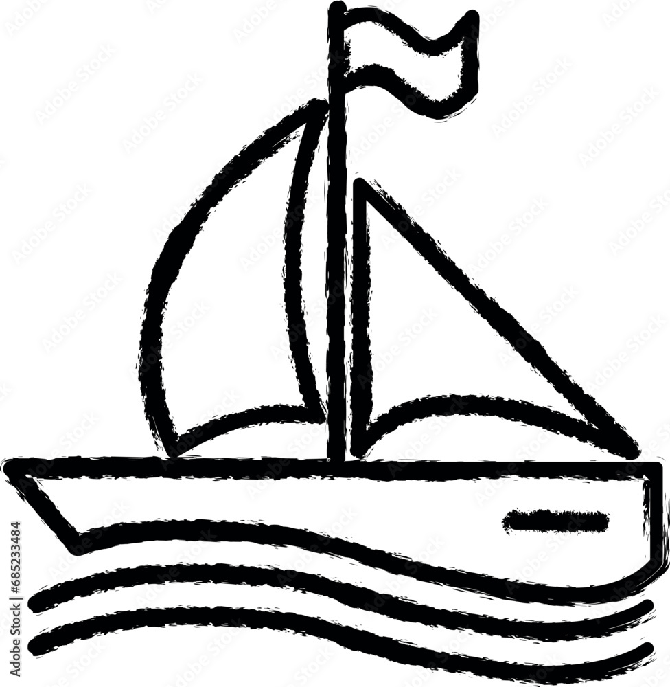 sailing yacht outline icon grunge style vector sailing yacht outline icon grunge style vector