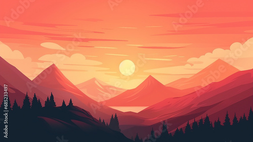 mountains sunset landscape adventure