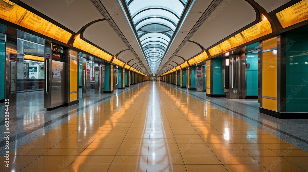 Subway station's underground hallway.