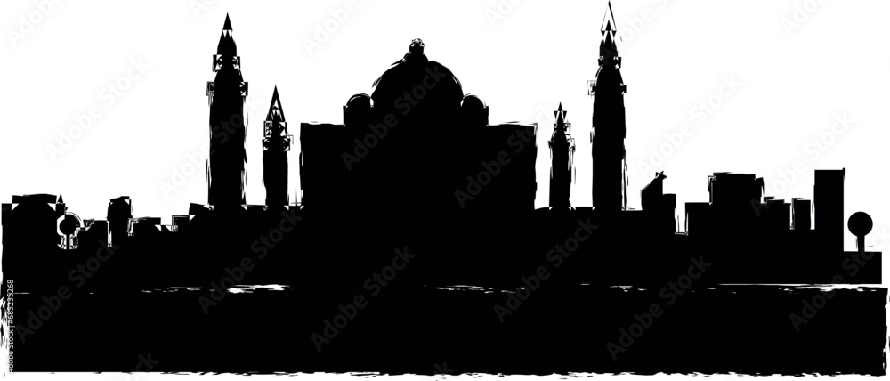 Fototapeta premium India detailed skyline icon grunge style vector