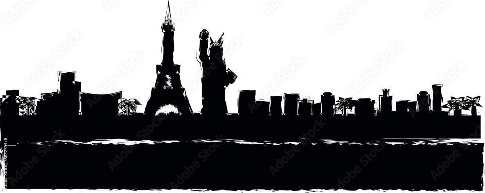 Las Vegas detailed skyline icon grunge style vector