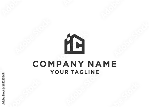 Initial Letter IC House Home Logo Design Vector 