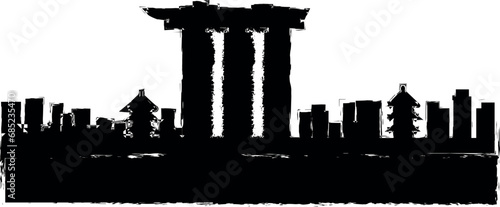 Singapore detailed skyline icon grunge style vector