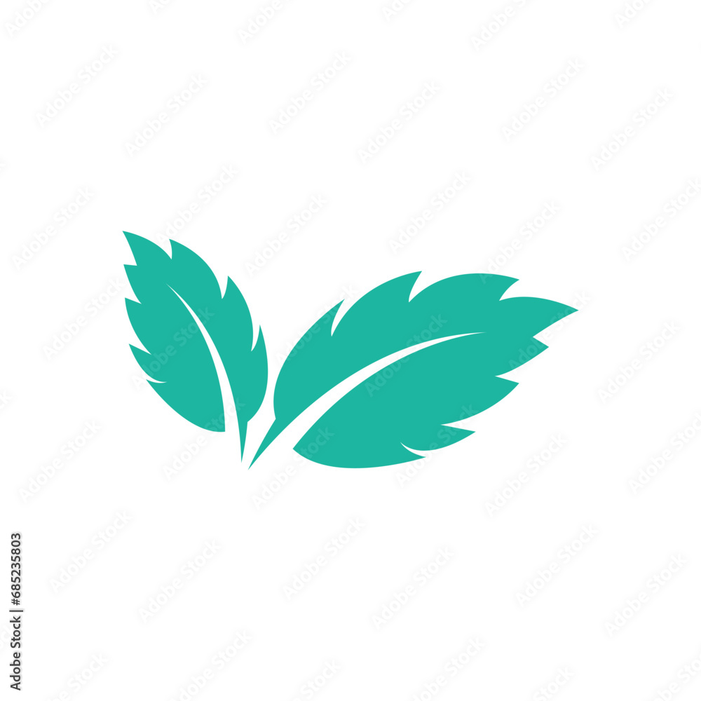Natural leaf mint logo vector template symbol design