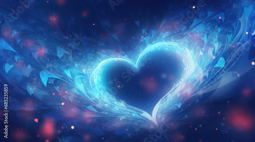 Blue heart in the night background illustration photo