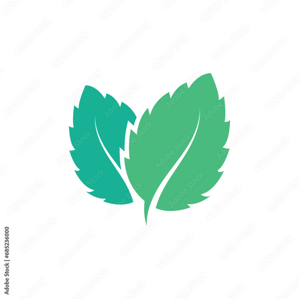 Fotografija Natural leaf mint logo vector template symbol design