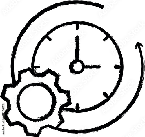 Gear, time, clock icon grunge style vector