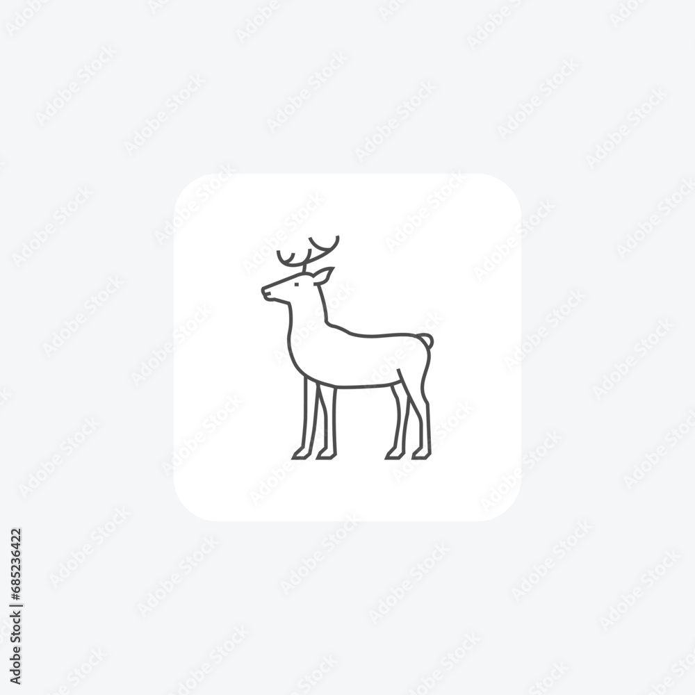 Fototapeta premium Reindeer, Christmas , thin line icon, grey outline icon, pixel perfect icon