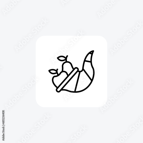 Cornucopia, Horn of Plenty, Line Icon, Outline icon, vector icon, pixel perfect icon