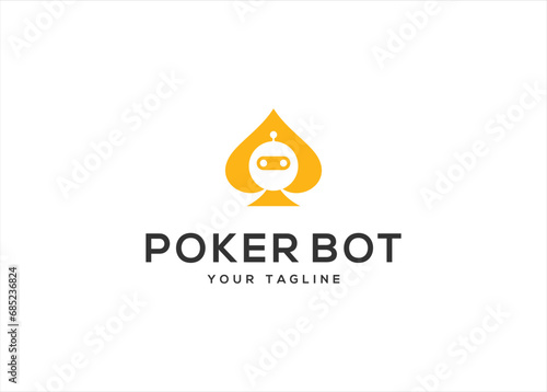 robot ace poker logo design vector silhouette illustration