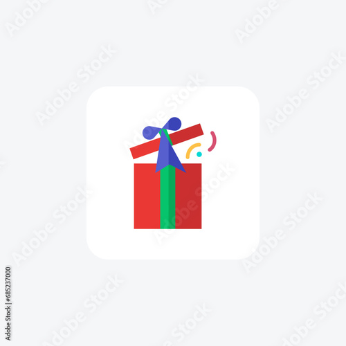 Gift, Presents, Gifting, flat color icon, pixel perfect icon