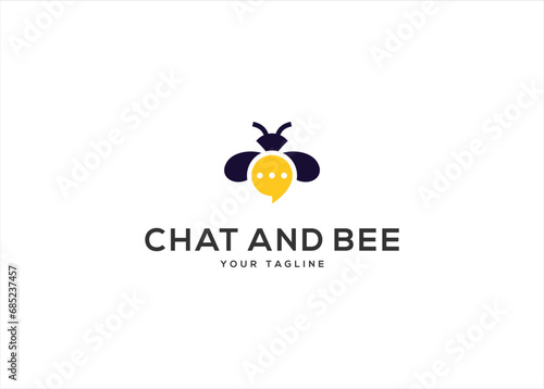 Bee Icon shaped Bubble chat Logo Design vector illustration