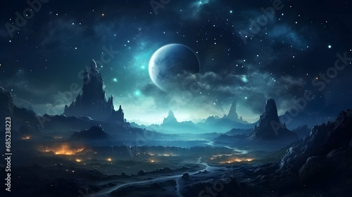 Universe, Star Region. Video Game`s Digital CG Artwork, Concept Illustration, Realistic Cartoon Style Background,Generated with AI. © About