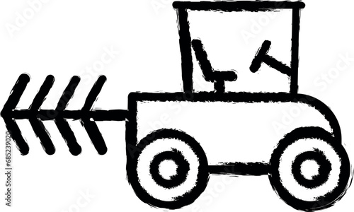 cultivating tractor icon grunge style vector