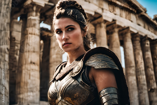 portrait of an ancient greek warrior female