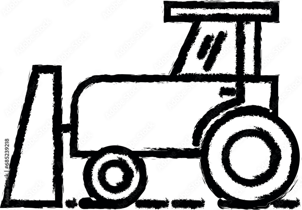 tractor with bucket outline icon grunge style vector tractor with bucket outline icon grunge style vector
