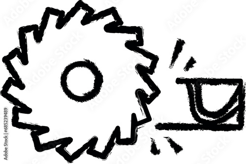 electric saw for wood outline icon grunge style vector