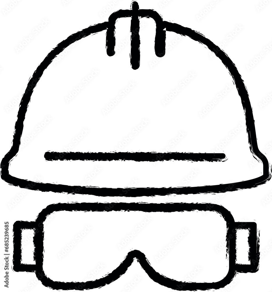construction helmet and glasses outline icon grunge style vector construction helmet and glasses outline icon grunge style vector