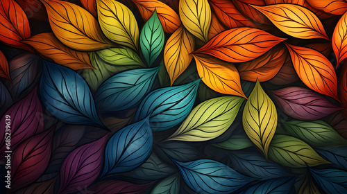Different Color Leaf Background Abstract, Generated Ai. © About