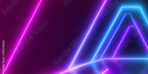 Blue and purple neon glowing glossy circles abstract background. Futuristic design © belavinstock