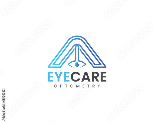 eyecare optometry logo, hand bring eyeball vector Creative Eye Concept Logo Design Template Letter a logo