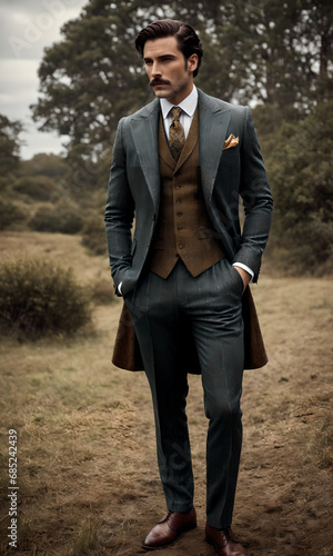 retro style, handsome man in suit © Neslihan