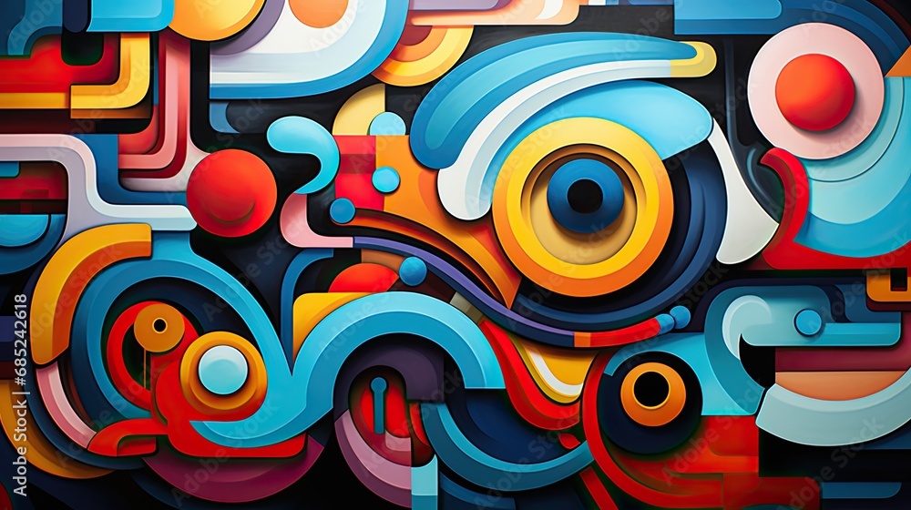 amazing shapes very abstract that look cool, colorful pop style
