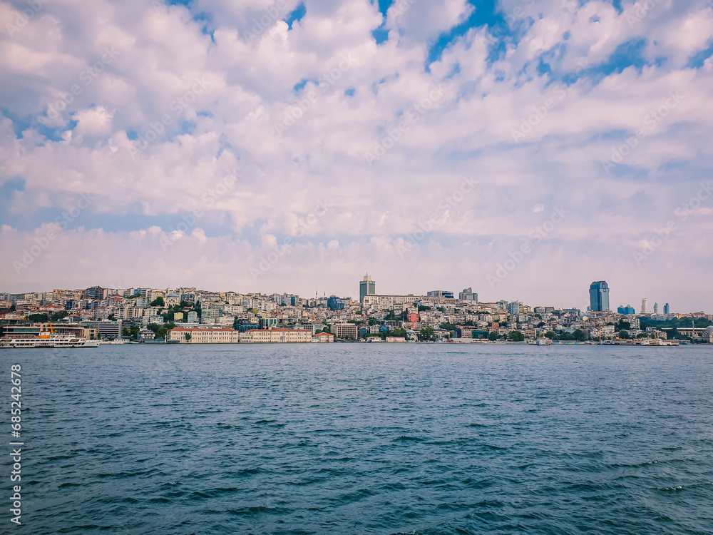 Galata Port - View of Bosphorus and Istanbul city on a cloudy day