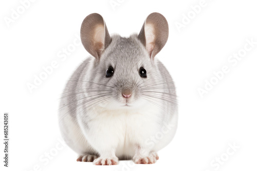 Chinchilla Soft Furred Rodent on a White or Clear Surface PNG Transparent Background © Usama