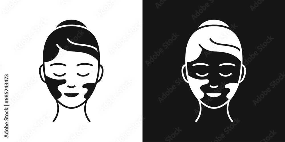 Vitiligo vector icon. Female face with vitiligo, skin disease