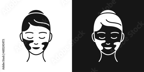 Vitiligo vector icon. Female face with vitiligo, skin disease