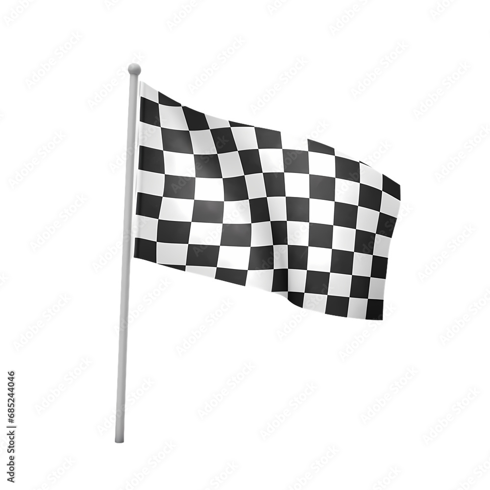 Fototapeta premium Checkered race finish flag isolated on transparent background