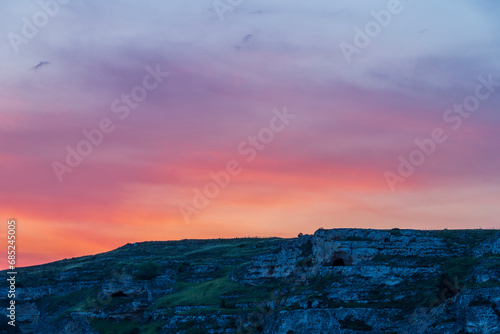 Matera cityscape night view   Basilicata  Italy