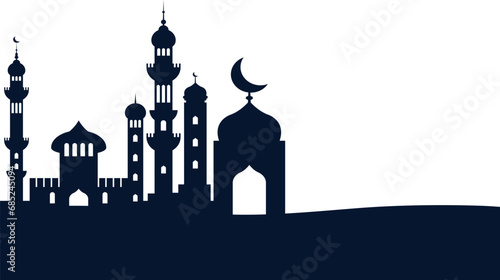 silhouette of mosque.Mosque vector illustration. Silhouette mosq.Revive Islamic calendar - Ric.Mosque icon vector Illustration.Mosque Silhouette Background.
