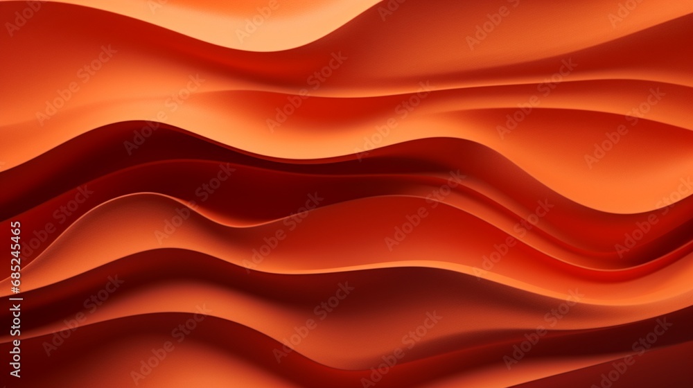 A 3D wall adorned with an abstract representation of a fiery sunset in warm red and orange hues.