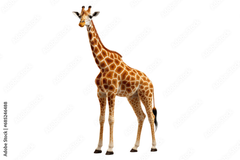 Giraffe Tall Animal on a White or Clear Surface PNG Transparent Background