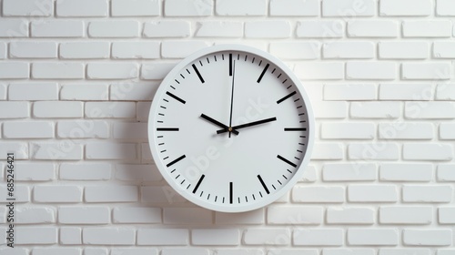 Brick Wall with Arows Clock. White Background. Surface Pattern. Red Brick.