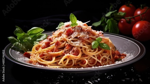 Amatriciana - Exploring the Italian Pasta Dish Made with Spaghetti, a Hearty Tomato Sauce, and Savory Bacon, a Staple