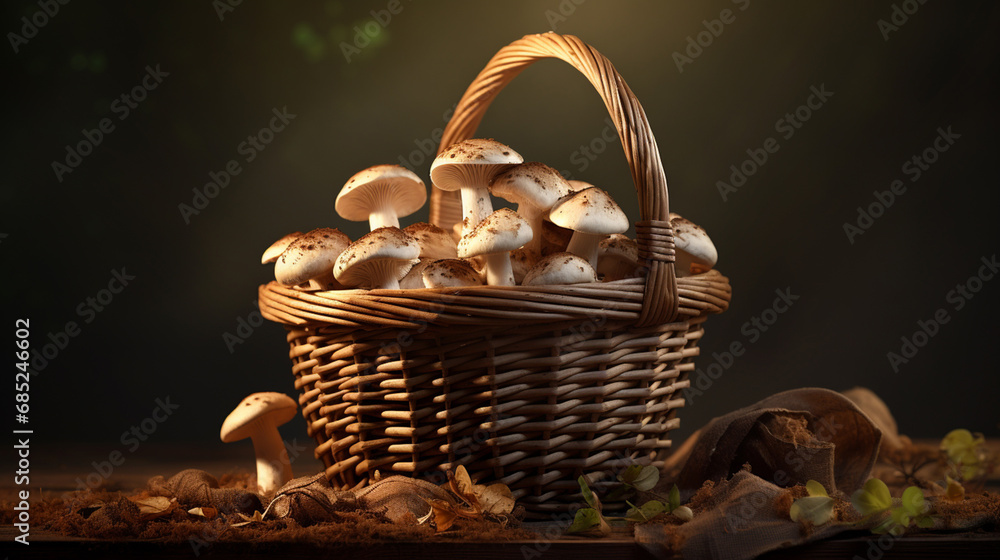 A basket of mushrooms A basket of mushrooms
