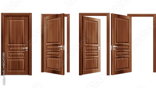 set of doors.Realistic Modern Wood Door Vector.Vector Realistic Different Opened.Door Vector Images