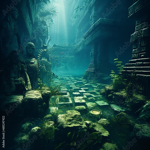 mystical underwater ruins