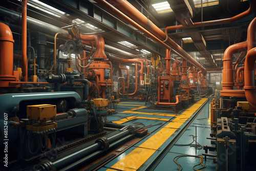 industrial factory in mechanical engineering for the manufacture of transformers - interior of a production hall © arhendrix