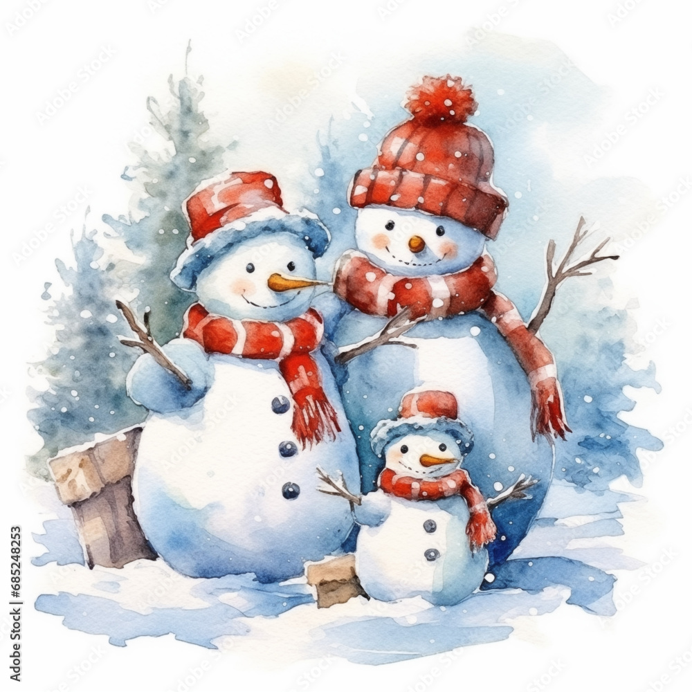 Tarjeta navideña / Muñecos de nieve