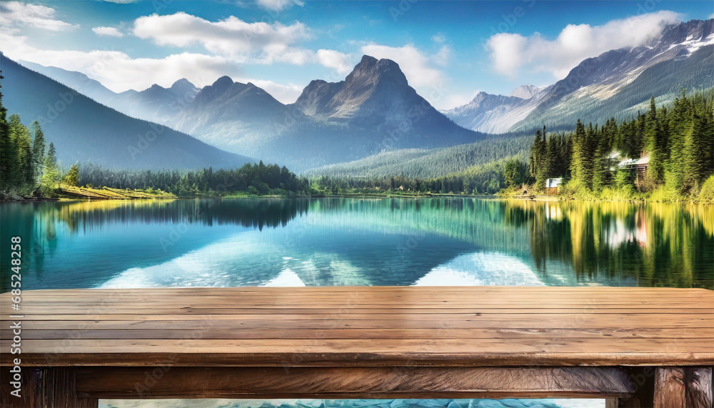 Beautiful mountain landscape with lake, forest
Beautiful mountain landscape with lake, forest