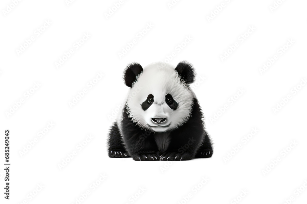 Panda Bamboo Connoisseur on a White or Clear Surface PNG Transparent Background