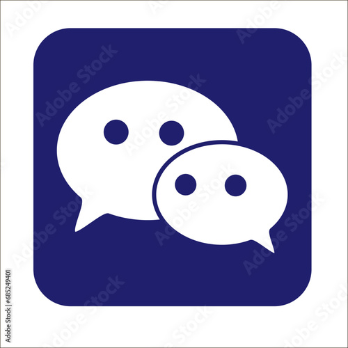 Blue WeChat vector icon on white.