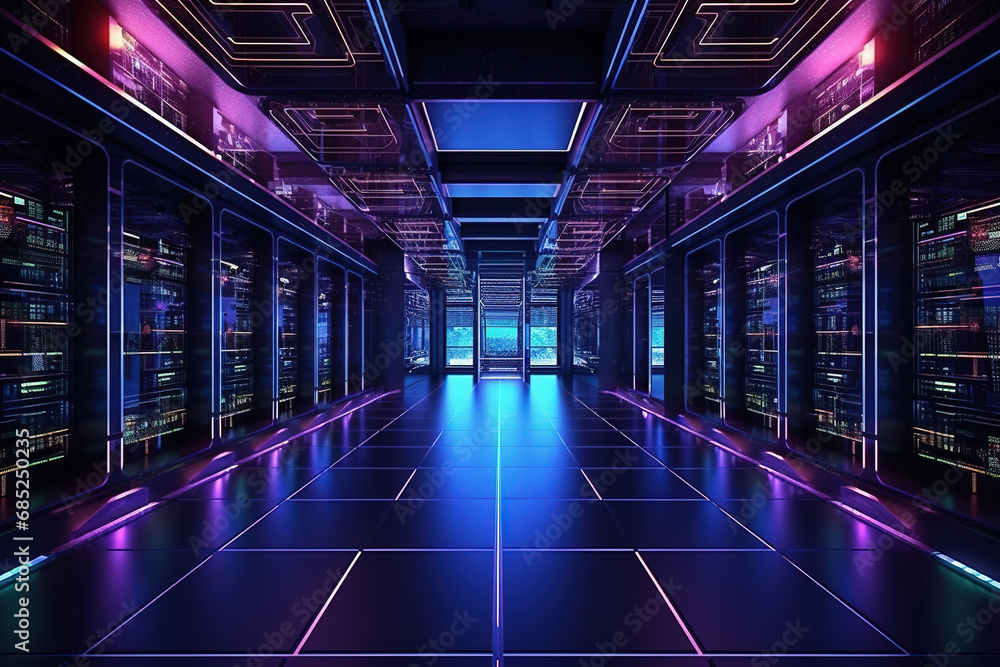 Connection network in dark servers data center room storage systems