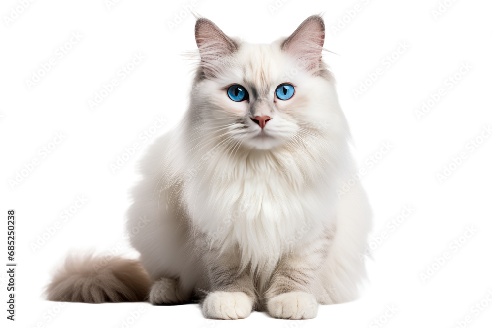 Cat Sitting Up Facing Front on a White or Clear Surface PNG Transparent Background